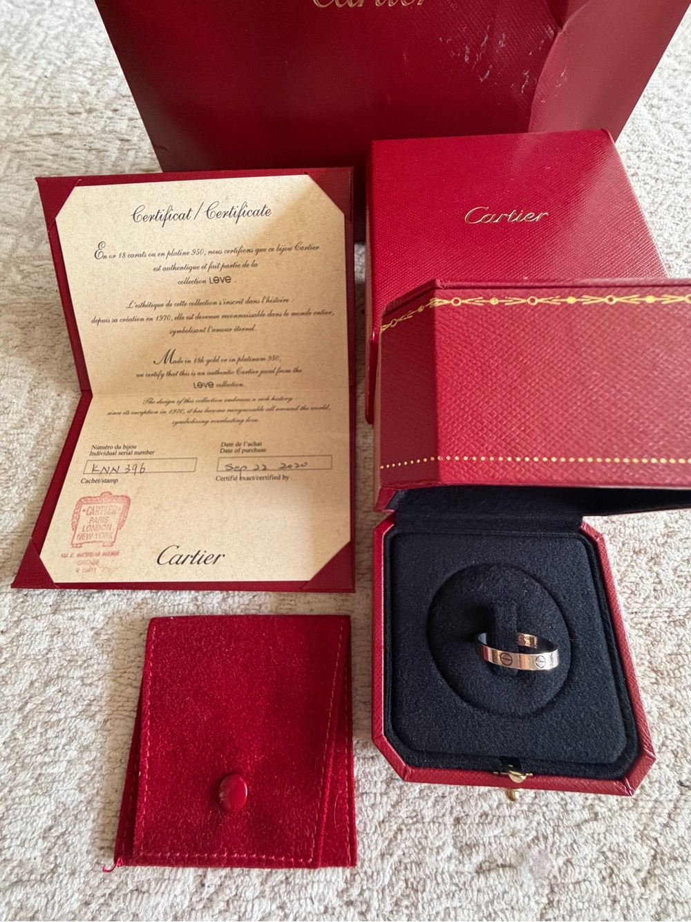 Cartier Certificate in Red Presentation Folder